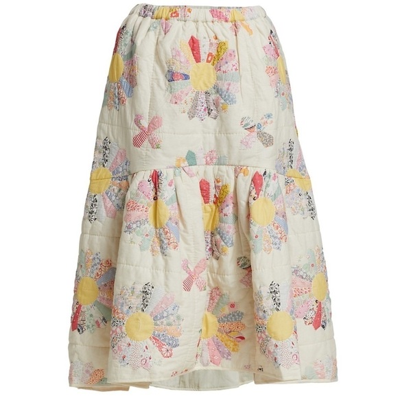 Sea New York Linden Patchwork Quilted Ruffle Hem Midi Skirt - Picture 7 of 16